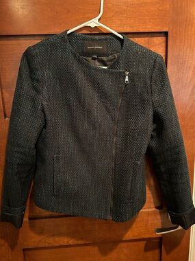 Banana Republic Women's Dark Charcoal Textured Zip Jacket